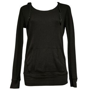 SO Black Long Sleeve Waffle-Knit Thermal Hoodie Girl’s Large